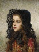 Alexei Harlamov Little Girl with Veil France oil painting artist
